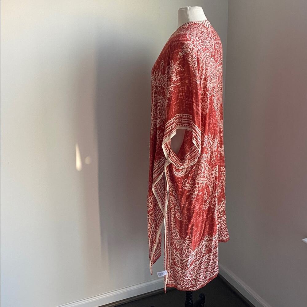 MELROSE & MARKET Burnt Orange White Paisley Kimono Womens Sz Medium New - Picture 5 of 7